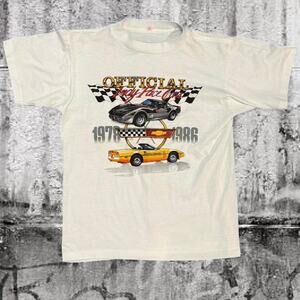 Vintage 80s Indy Pace Cars Tee Single Stitch Alore Corvette 1986 White Large
